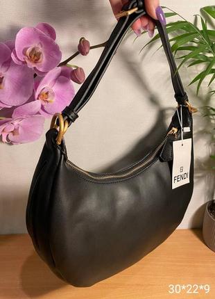 Женская сумка большая черная, сумка через плечо черная турция в стиле fendi фенди черная пламя1 фото