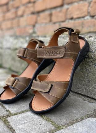 Чоловічі сандалі шкіряні літні оливкові мужские сандали кожаные летние оливковые розміри 40-45