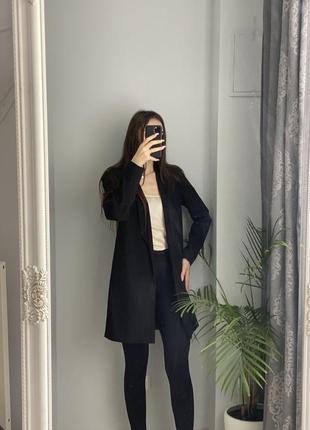 Базовий подовжений жакет, чорний піджак, жакет жіночий чорний3 фото