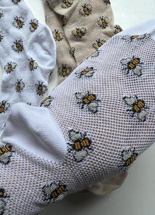 Носки летние, носки сеточка вышитая пчелка5 фото