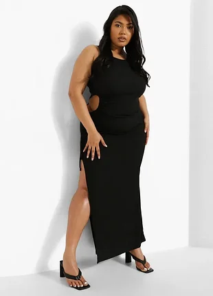 Стильное черное кэжуал платье платье-майка boohoo однотонное в пол