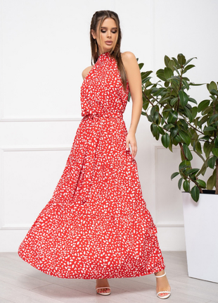 Длинное макси платье с воланом халтер классика деловое 4 цвета6 фото