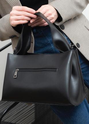 Черная классическая женская сумка, сумка саквояж, элегантная сумка на плечо, женская удобная сумка9 фото