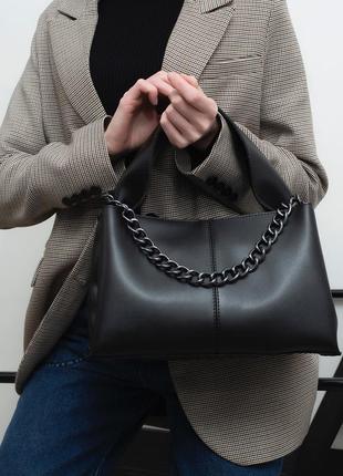 Черная классическая женская сумка, сумка саквояж, элегантная сумка на плечо, женская удобная сумка5 фото