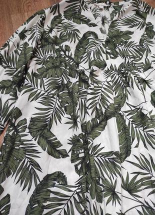 Натуральна віскозна сукня оверсайз з довгим рукавом туніка в тропічний принт3 фото
