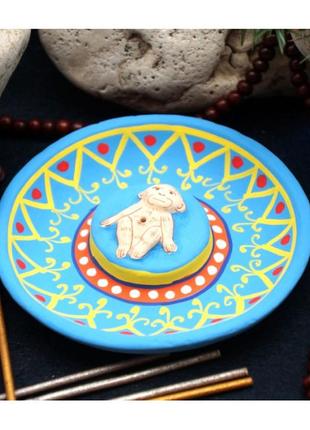 Подставка "тарелка" обезьянка синяя + подарок1 фото