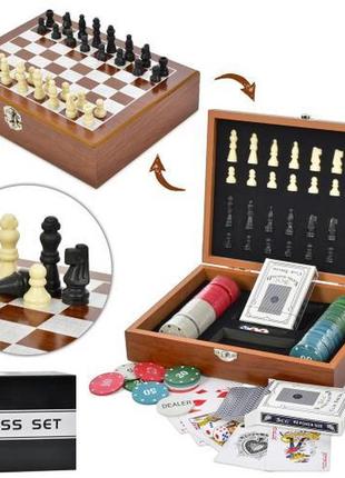 Kmxq12099 ігровий набір, шахи, покер, 100 фішок 4 типи пластикові, картки