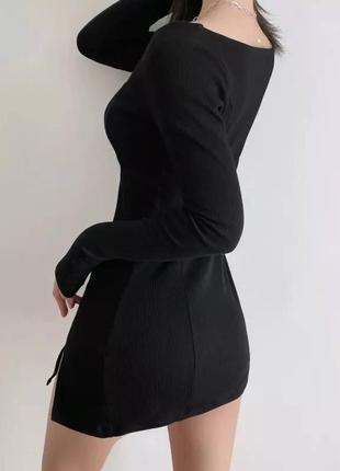 Платье сукня плаття черное мини короткое разрез2 фото