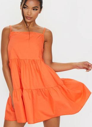Летнее оранжевое платье