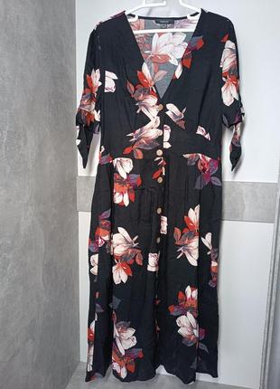 Длинный сарафан в цветочный принт, платье на пуговицах,натуральный сарафан1 фото
