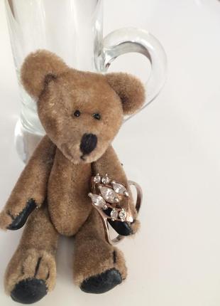 Кольцо тризубец 925 проба позолота, фиониты.