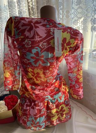 Новое пляжное платье накидка от элитного бренда с маг этикетками 💙💛6 фото