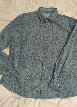 Рубашка мужская серая в мелкий цветочный принт2 фото