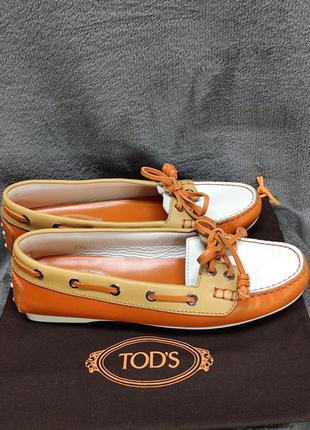 Tod's, итальялия, кожаные женские туфли, мокасины1 фото