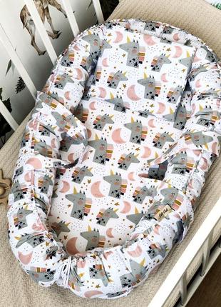 Детский кокон гнездышко позиционер кроватка для новорождённых для девочки1 фото