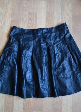 Mint berry кожаная юбка из натуральной кожи.1 фото