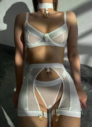 Эротический сексуальный соблазнительный комплект 5в1 нижнего белья с поясом, комплект для ролевых игр6 фото