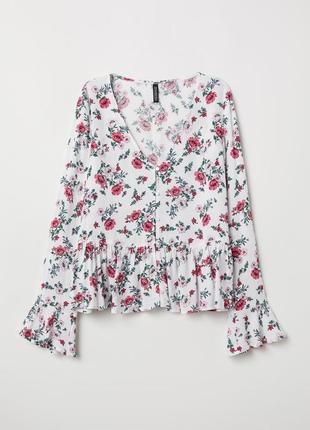 Цветочная блузка на пуговицах h&m