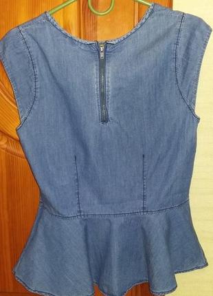 Стильная блузка с баской  топ из облегчённого джинса lindex швеция р.s -xs2 фото