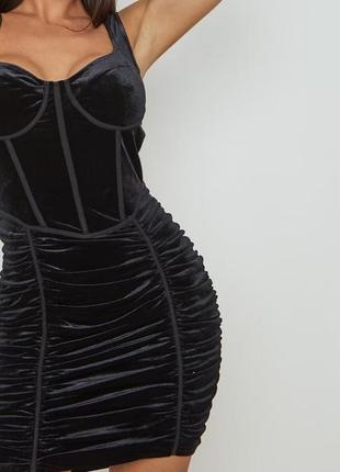 Готична корсетна сукня в корсетному стилі велюрова з драпіруванням4 фото