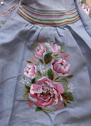 4547к розкішна натуральна вишиванка вишита сукня в стилі бохо на 100% льоні4 фото