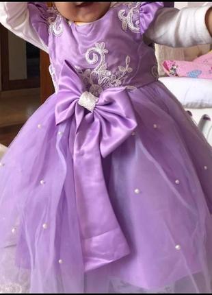 Гарна пишна дитяча святкова нова бузкова сукня для дівчинки 9м 12м 18м 24м 1 рік рочок 2 роки5 фото