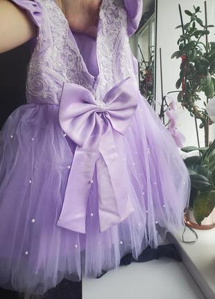 Гарна пишна дитяча святкова нова бузкова сукня для дівчинки 9м 12м 18м 24м 1 рік рочок 2 роки9 фото