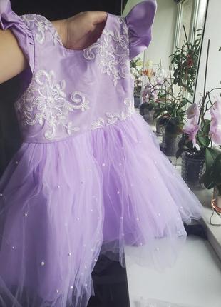 Гарна пишна дитяча святкова нова бузкова сукня для дівчинки 9м 12м 18м 24м 1 рік рочок 2 роки10 фото