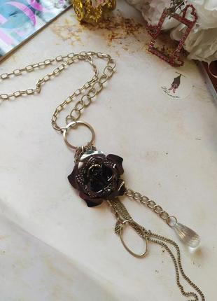 Круглый подвес сердечко на длинной цепочке