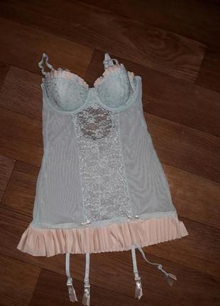 Корсетное бюстье с подтяжками для чулок!размер 75 с.