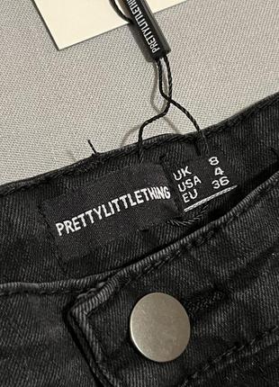 Джинсовые черные шорты с высокой посадкой от prettylittlething9 фото