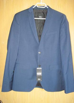 .новый синий пиджак " s.oliwer " w36 long шерсть 100% (дефект)