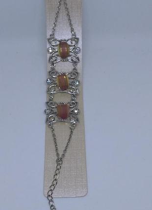 Браслет із 3 ланок зі стразами колір сріблястий