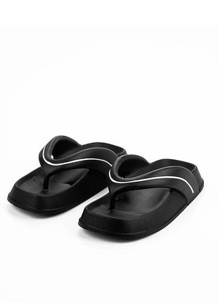 Шлепанцы пена вьетнамки на платформе черные 113039