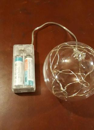 Светодиодные шарик ночник лампочка шар на батарейках фонарик прозрачны