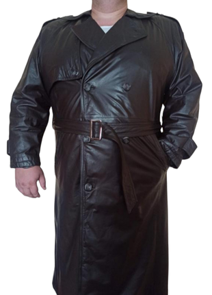 Італійський шкіряний плащ, кожаное пальто большой размер lambertazzi1 фото