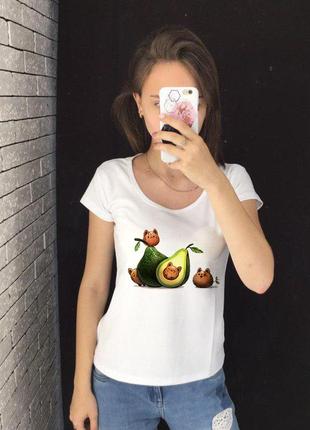 Женская футболка с принтом - авокадо, футболка с рисунком1 фото