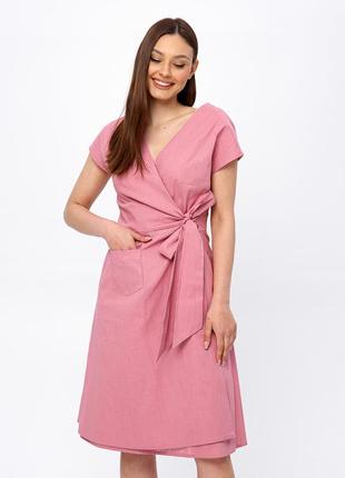 Летнее женское льняное платье на запах 42 - 52 размеры2 фото