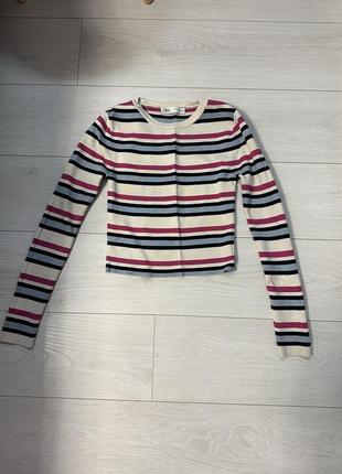 Укорочений лонгслів у полоску zara