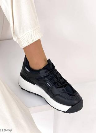 Кросівки кеди екошкіра взуттєвий текстиль чорний3 фото