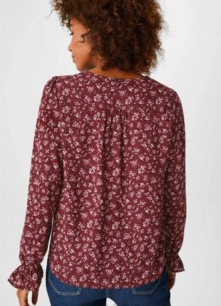Блуза бордо у квітковий принт німеччина2 фото