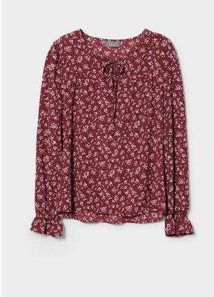 Блуза бордо у квітковий принт німеччина3 фото