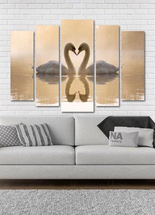 Модульная картина из 5 частей в гостиную спальню лебеди art-193_5 melmil2 фото