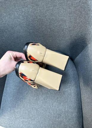 Эксклюзивные туфли из натуральной итальянской кожи и замша женские на каблуке платформе леопардовые5 фото