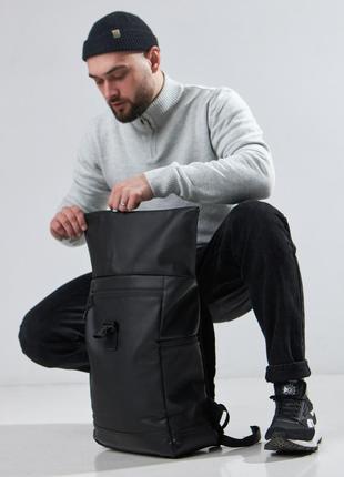 Городской рюкзак ролтоп для ноутбука rolltop для путешествий черного цвета4 фото