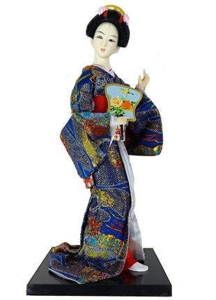 Лялька колекційна "гейша з віялом" 30 см червона (c5125)1 фото