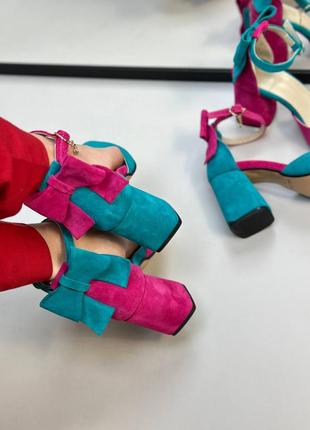 Босоніжки жіночі з натуральної італійської шкіри та замші жіночі4 фото