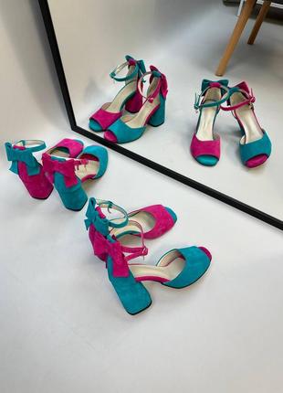 Босоніжки жіночі з натуральної італійської шкіри та замші жіночі2 фото