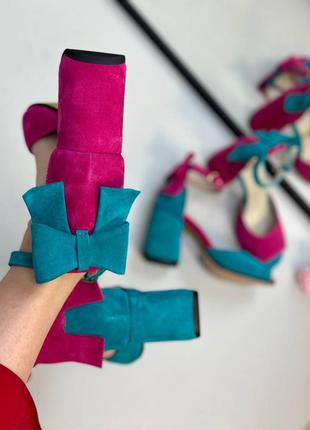 Босоніжки жіночі з натуральної італійської шкіри та замші жіночі3 фото