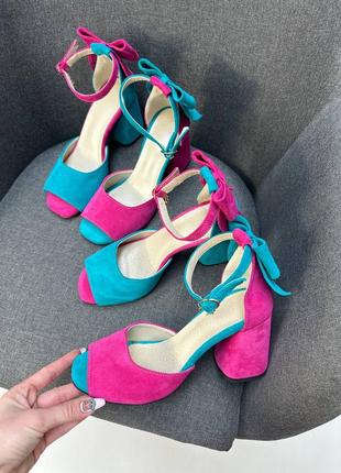 Босоніжки жіночі з натуральної італійської шкіри та замші жіночі7 фото